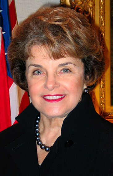 Dianne Feinstein.  This United States Congress image is in the public domain. This may be because it is an official Congressional portrait, because it was taken by an official employee of the Congress, or because it has been released into the public domain and posted on the official websites of a member of Congress. As a work of the U.S. federal government, the image is in the public domain.